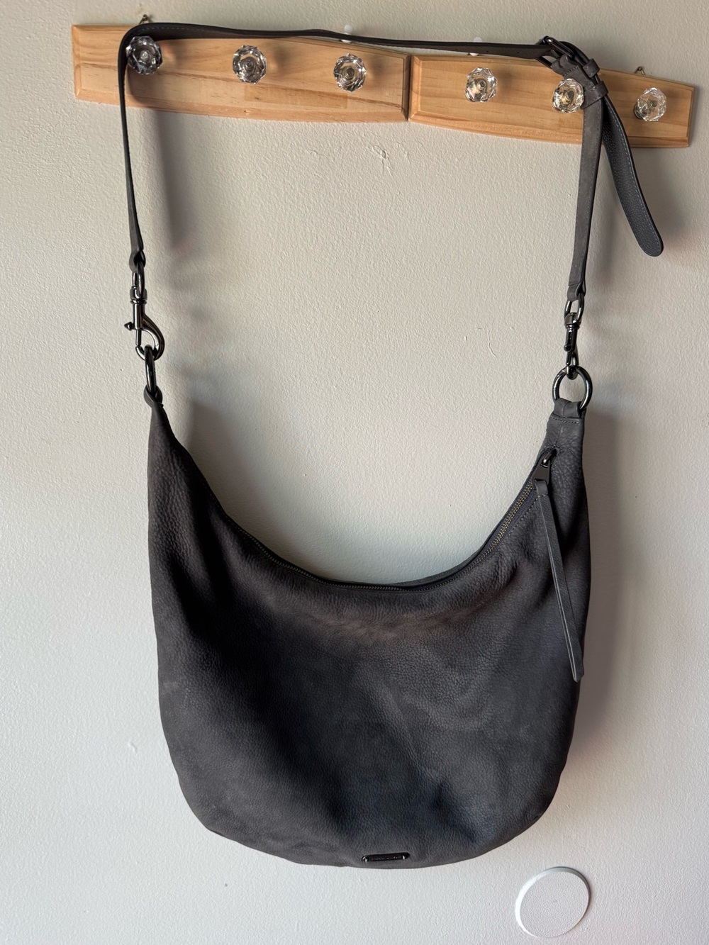 Rebecca Minkoff Gray Pebbled Leather Slouchy Hobo Shoulder Bag Gunmetal Hardware